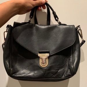 Roots women's black leather cross body bag